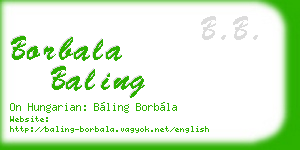 borbala baling business card