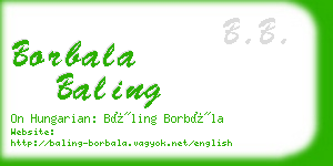 borbala baling business card